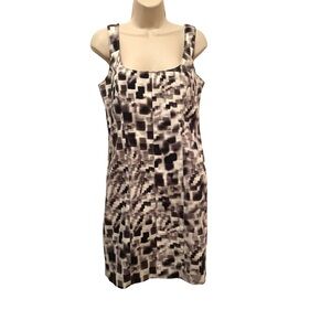 Nicole Miller Artelier Dress Tank black gray white Abstract Print Size 10